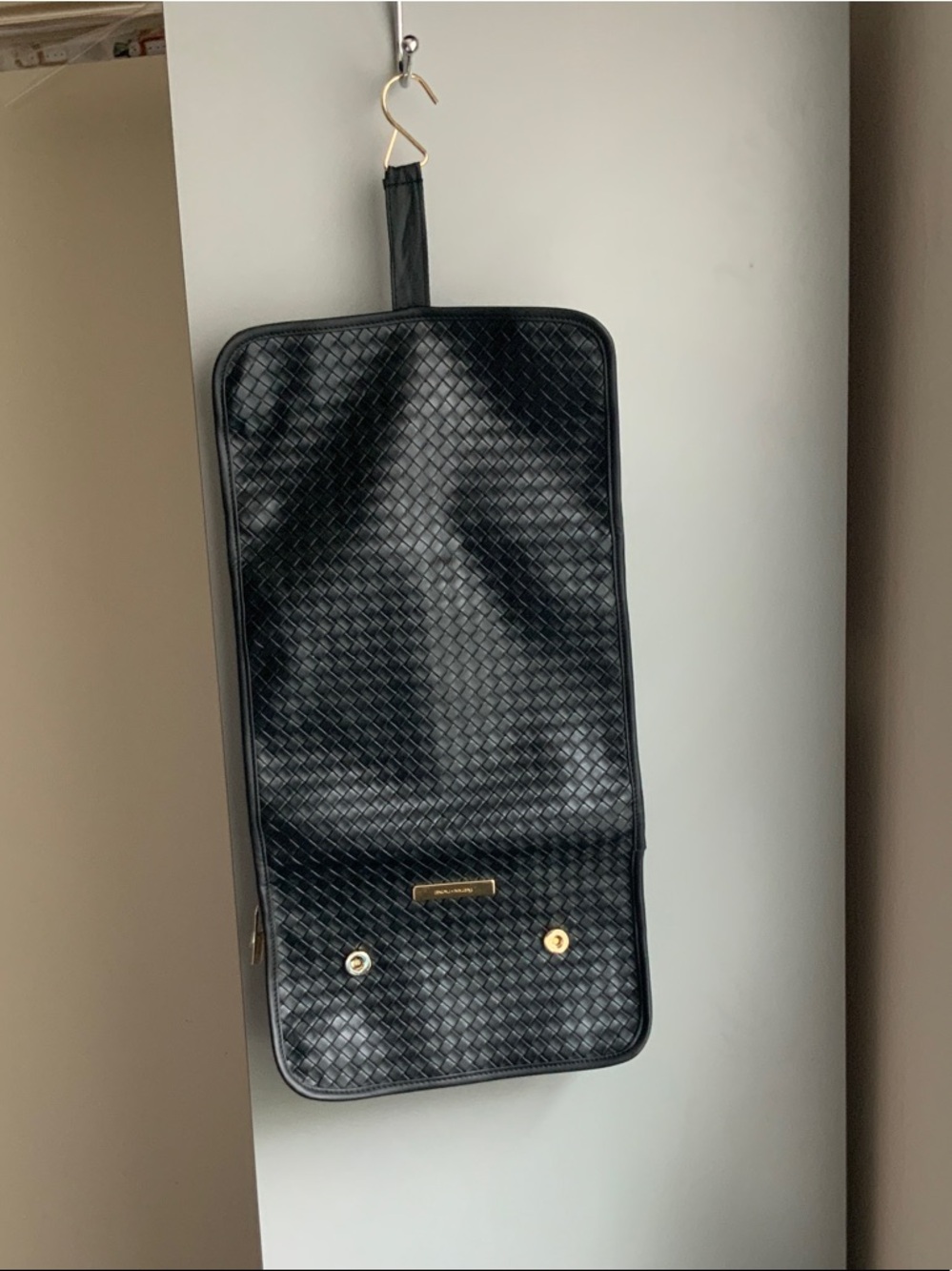Black Woven Travel Hanging Toiletry Organizer - Unbranded